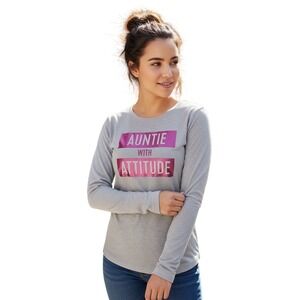 The‎ Childrens Place M Auntie With Attitude Gray Pink Long Sleeve Graphic 
Tee